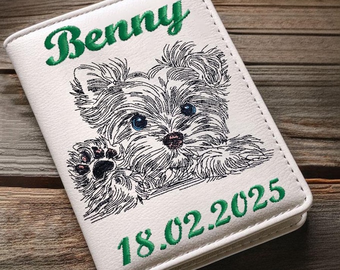 WENIGER STICHE - Stickdatei Yorkshire Terrier "Benny" -  LIGHT - für Helle Stoffe -  Hund LunaChild - 6 Größen -