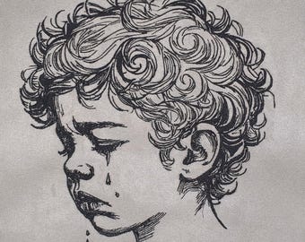 Stickdatei weinender Junge "Raffael" realistisch kommerzielle Nutzung LunaChild