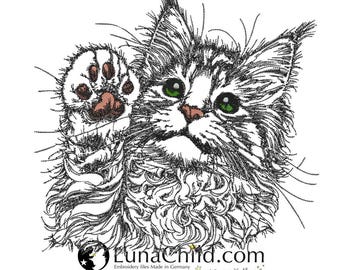 Stickdatei - Katze Kätzchen "Barki" - Für helle Stoffe - LunaChild