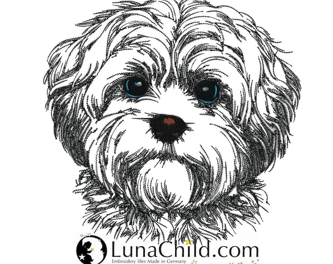 Embroidery file - Bolonka "Sibille" - For light fabrics - Dog - LunaChild