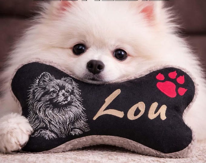 PERSONALISIERTE Stickdatei - Hunde Spielzeug Knochen ITH - in 8 Größen - Embroidery File Dog toy bone ITH - LunaChild Hunderasse Name Pfote