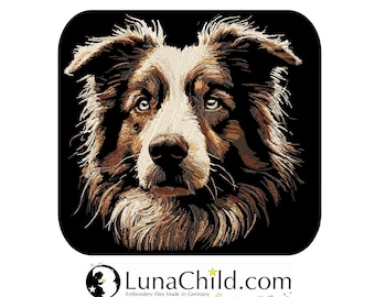 Embroidery file - COMPLEX - Australian Shepherd "Bart" - Dog - for dark fabrics - LunaChild
