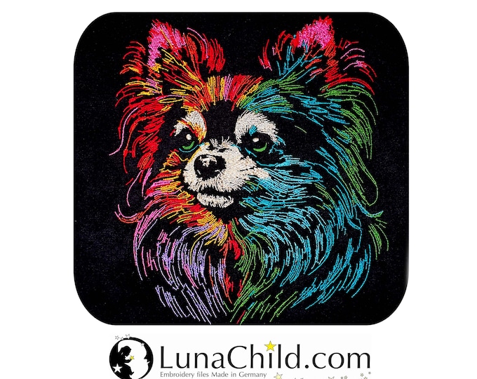 Neu AUFWENDIGE Stickdatei Chihuahua "Kiri"  Hund realistisch bunt kommerzielle Nutzung LunaChild für dunkle Stoffe