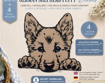 Embroidery file full embroidery German Shepherd puppy "Dennis" – 4 sizes – LunaChild