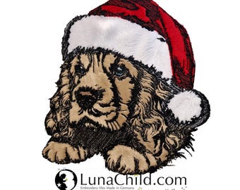 NEU Stickdatei Applikation Cocker Spaniel "Murri" kommerzielle Nutzung LunaChild Hund Apli Weihnachten