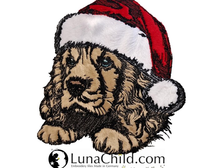 NEU Stickdatei Applikation Cocker Spaniel "Murri" kommerzielle Nutzung LunaChild Hund Apli Weihnachten