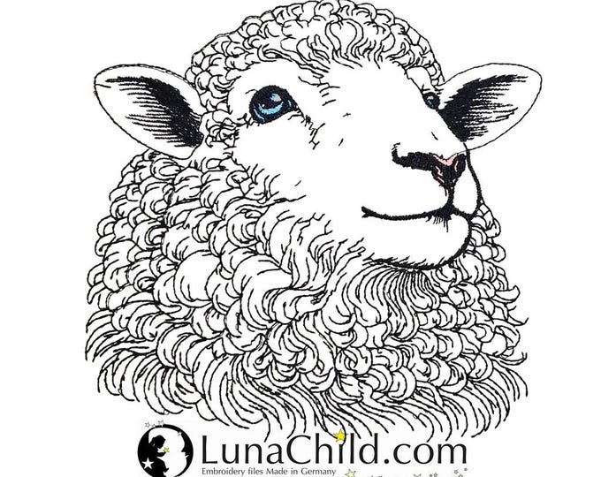 WENIGER STICHE - Stickdatei Schaf "Mathilda" LIGHT - für Helle Stoffe -  - 10 Größen - Schaf - LunaChild