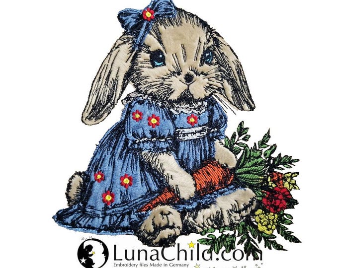 Embroidery file - appliqué rabbit - girl - "Wilma" - LunaChild Apli