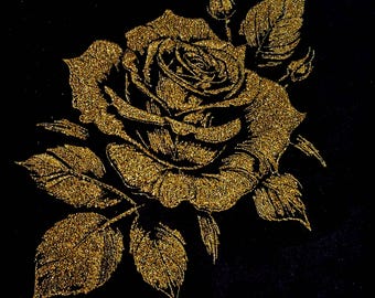 Embroidery file - Flower - Rose gold realistic for dark fabrics commercial use LunaChild