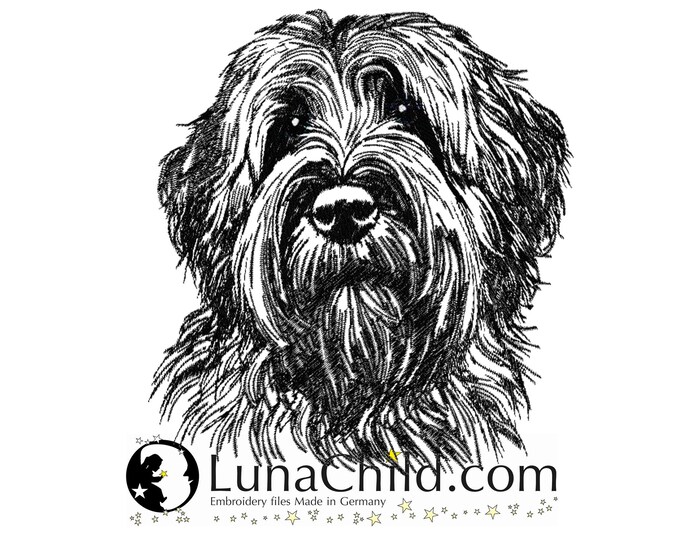 NEU Stickdatei Briard "Jolina" Hund realistisch kommerzielle Nutzung LunaChild