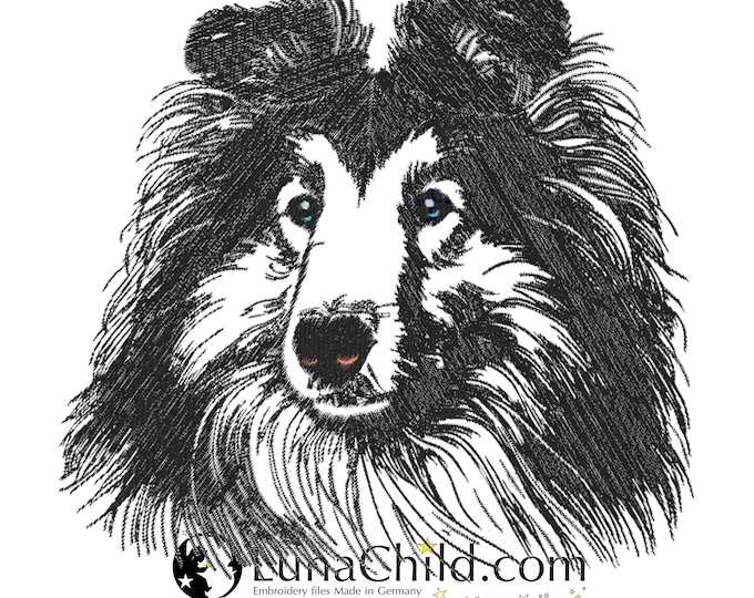 NEW Embroidery file Border Collie "Ian" dog realistic commercial use LunaChild