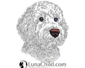 FEWER STITCHES - Embroidery design Golden Doodle "Chopper" LIGHT - for light fabrics - Dog - 10 sizes - Dog Embroidery - 10 sizes - LunaChild