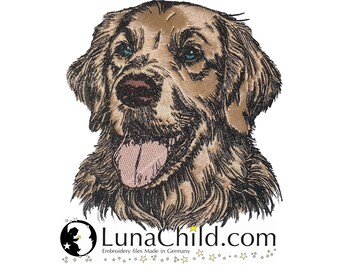 Stickdatei - Hund - Applikation Golden Retriever "Jeff" kommerzielle Nutzung LunaChild Apli