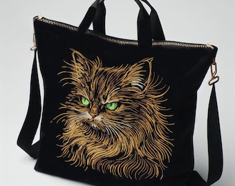 Cat "Ghost" embroidery design – Intricate & detailed – For dark fabrics – 8 sizes – LunaChild Design