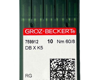10 Groz-Beckert round-shank embroidery needles with small ballpoint tip, size 60/8