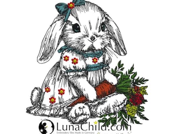 Stickdatei Hase "Wilma" -  für helle Stoffe - LunaChild