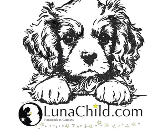 Stickdatei Cavalier King Charles Spaniel Welpe "Oskar" Hund realistisch kommerzielle Nutzung LunaChild