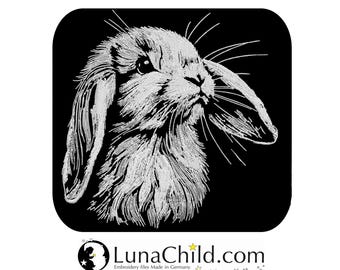 Stickdatei - Hase "Flocke" - für dunkle Stoffe - LunaChild
