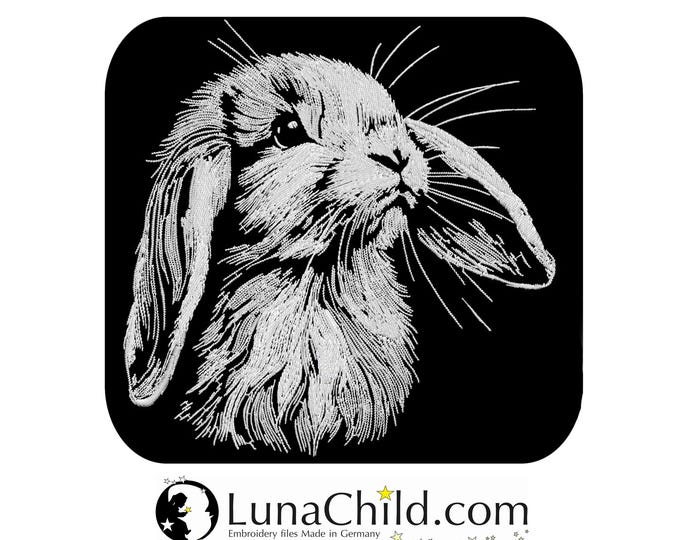 Stickdatei - Hase "Flocke" - für dunkle Stoffe - LunaChild