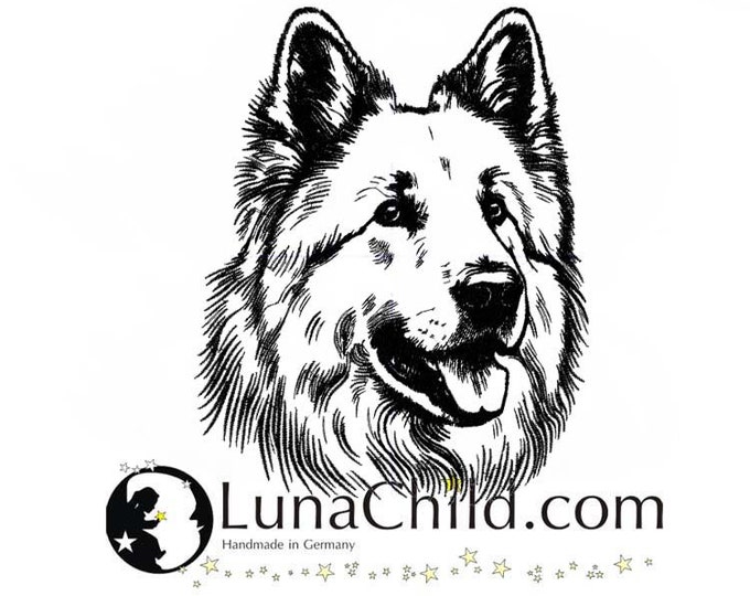 Embroidery file white German Shepherd "Jazzy" dog realistic commercial use LunaChild