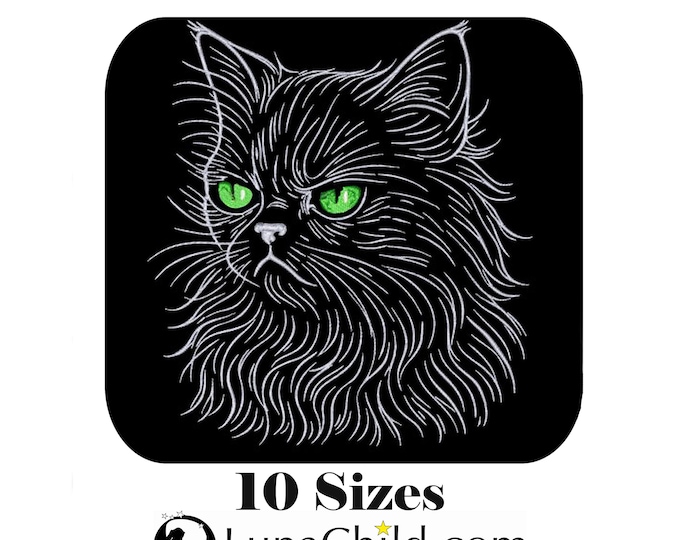 Stickdatei - Katze - Kitten Kätzchen - "Zelda" - in 10 Größen - für dunkle Stoffe - LunaChild