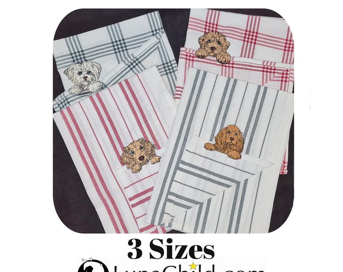 Stickdatei Set Cocker Spaniel, Malteser, Cockapoo, Dackel - Geschirrtuch - Handtuch - für helle Stoffe - 3 Größen – Geschirrtuch - LunaChild