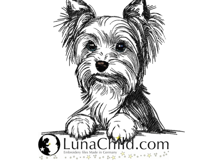 NEW Embroidery file Yorkshire Terrier "Charly" dog realistic commercial use LunaChild
