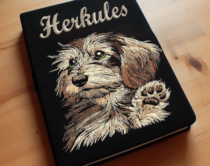 Stickdatei - AUFWENDIG  - Dackel Rauhaardackel "Herkules" - Hund - für dunkle Stoffe - LunaChild