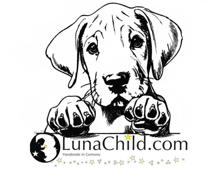Stickdatei deutsche Dogge Welpe "Tylor" Hund spähend realistisch kommerzielle Nutzung LunaChild