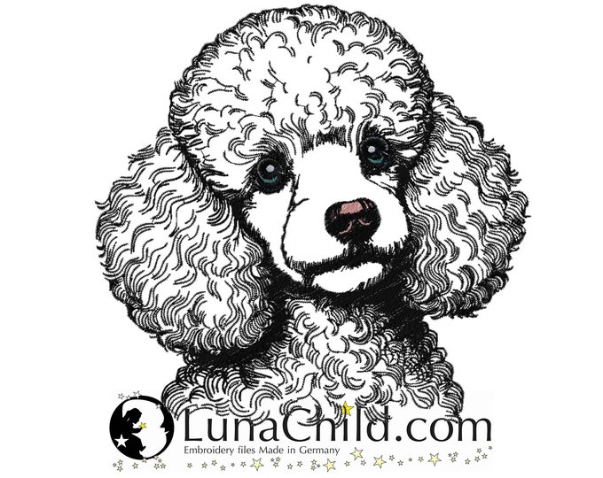 NEW Embroidery file Poodle "Darsy" dog realistic commercial use LunaChild