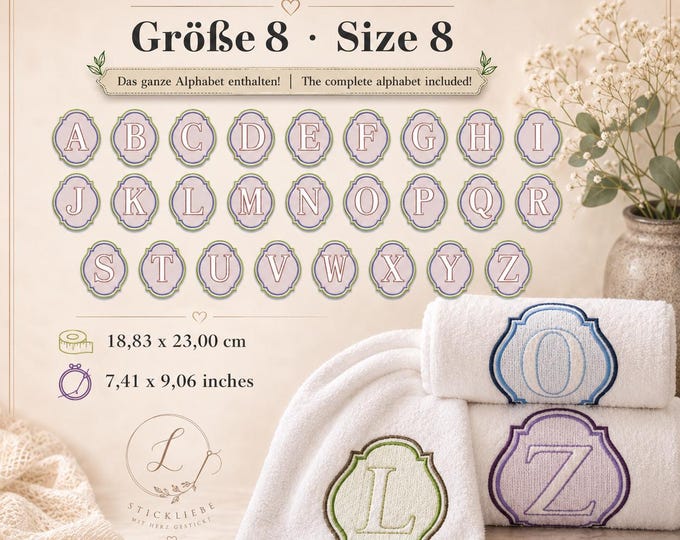 Embossed Monogram Alphabet A–Z • Raised Initial Letters • 18.83 x 23.00 cm (7.41 x 9.06 inches)
