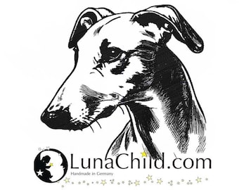 Embroidery design Whippet "Garbo" realistic dog for commercial use LunaChild