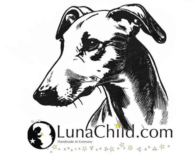 Embroidery file Whippet "Garbo" dog realistic commercial use LunaChild