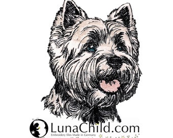 Stickdatei Applikation Applikation West Highland Terrier " Gustl" kommerzielle Nutzung LunaChild Hund Apli