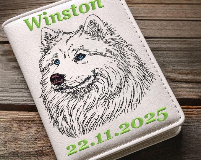 WENIGER STICHE - Stickdatei - Samojeden Hund "Winston" LIGHT - für Helle Stoffe -  Hund - 10 Größen - LunaChild