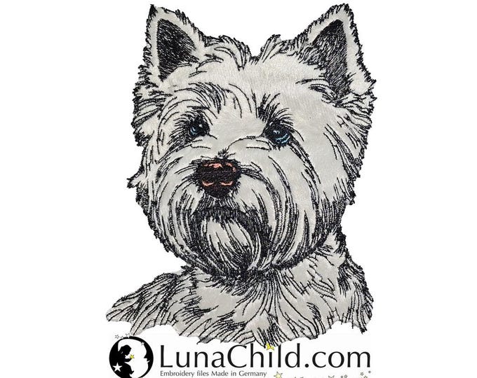 Stickdatei - Applikation West Highland Terrier "Amadeus"  - für helle & dunkle Stoffe - in 8 Größen - LunaChild - Hund