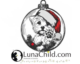 Stickdatei Christbaumkugel Hund West Highland White Terrier "Jeno" realistisch kommerzielle Nutzung LunaChild