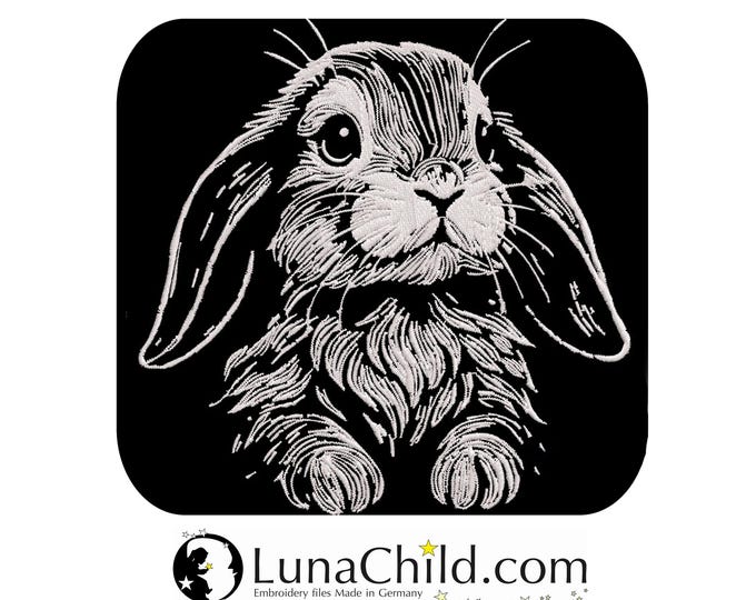 Stickdatei - Hase "Schnuffel" - in 10 Größen - für dunkle Stoffe - LunaChild