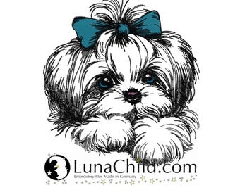 Embroidery file - Shih Tzu "Laila" - Dog - FOR LIGHT FABRICS - LunaChild