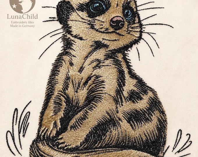 Embroidery design applique meerkat puppy “Lorenz” – Meerkat Embroidery Design – 4 sizes – LunaChild