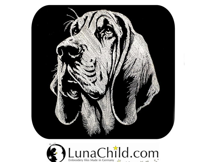 Stickdatei Amerikanischer Bluthund "Blacky" Hund realistisch für dunkle Stoffe kommerzielle Nutzung LunaChild