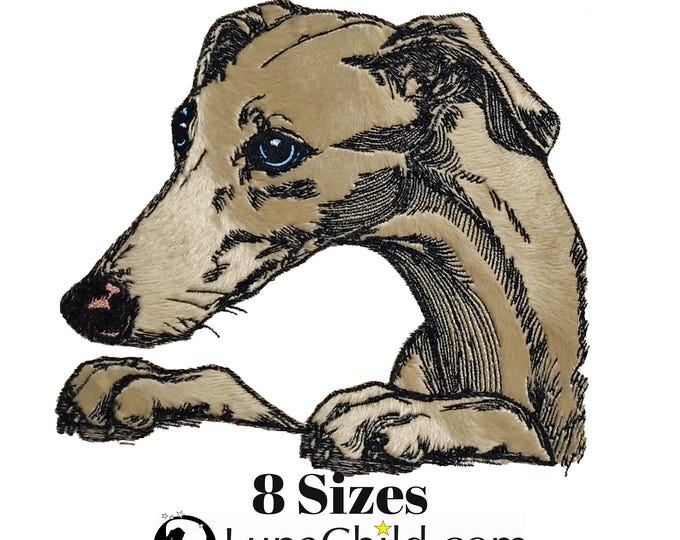 Embroidery file - Greyhound appliqué "Hank" - in 8 sizes - for light & dark fabrics - LunaChild - Dog - Appliqué