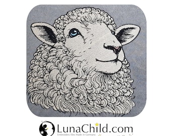 Stickdatei - Vollstick - Schaf "Mathilda" - Für helle & dunkle Stoffe - 8 Größen - LunaChild