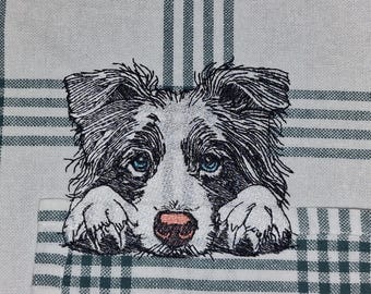 Stickdatei - Vollstick - Border Collie Welpe "Vera" - Für helle & dunkle Stoffe - 3 Größen - Hund - ITH - Geschirrtuch - LunaChild