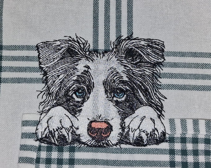 Stickdatei - Vollstick - Border Collie Welpe "Vera" - Für helle & dunkle Stoffe - 3 Größen - Hund - ITH - Geschirrtuch - LunaChild