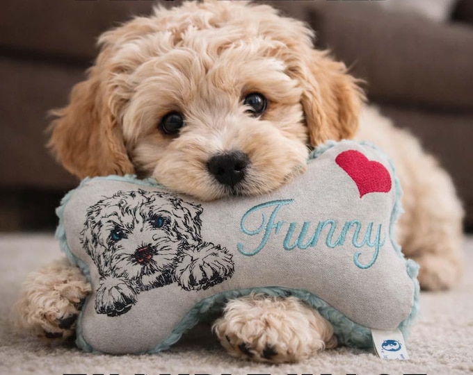 PERSONALISIERTE Stickdatei - Hunde Spielzeug Knochen ITH - in 8 Größen - Embroidery File Dog toy bone ITH - LunaChild Hunderasse Name Pfote