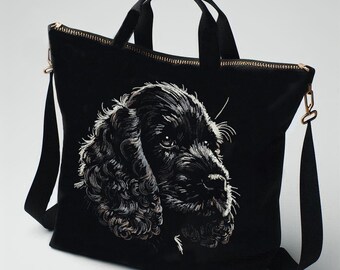 Stickdatei - AUFWENDIG - Cocker Spaniel Welpe schwarz "Dizzy" - Hund - dunkle Stoffe - LunaChild
