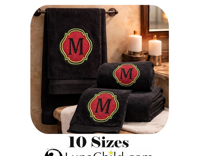 Stickdatei - Präge Stickmuster - Buchstabe "M" - geprägt in 10 Größen - LunaChild - Embroidery design towel