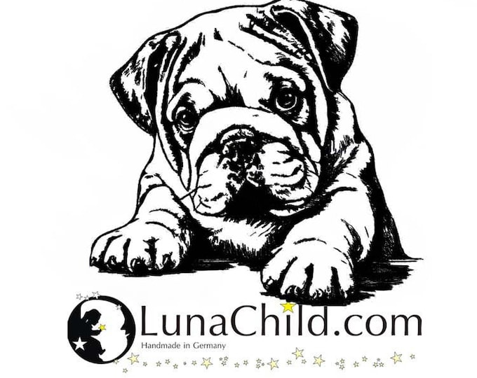 Embroidery file English Bulldog puppy "Erich" dog realistic commercial use LunaChild