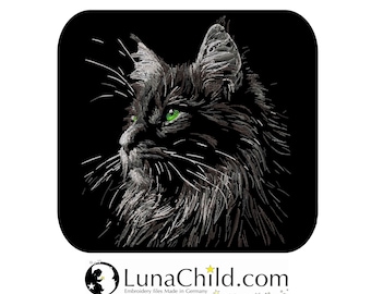 Stickdatei - AUFWENDIGE - Katze "Gretel" - für dunkle Stoffe -  LunaChild